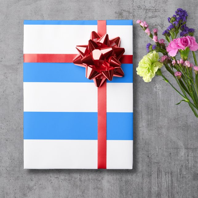 Papier Cadeau Rayé Horizontal Large Bleu Blanc des Dodgers (Créateur téléchargé)