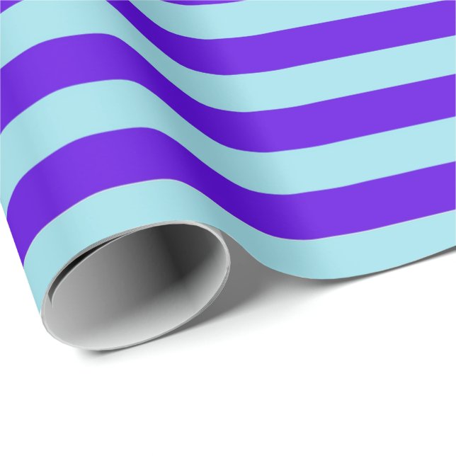 Papier Cadeau Rayé pourpre et bleu-clair (Coin rond)