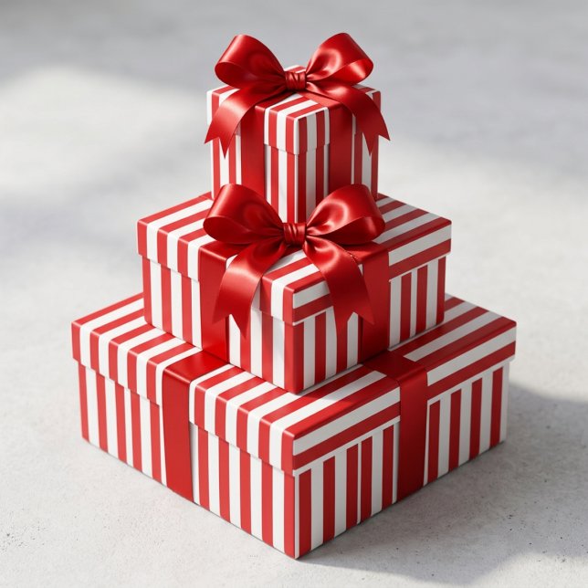 Papier Cadeau Rayé rouge et blanc  (Créateur téléchargé)