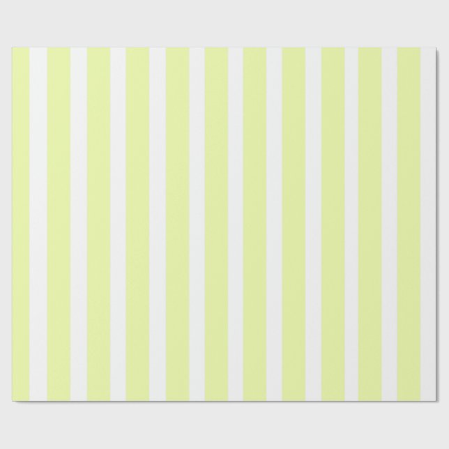 Papier cadeau rayé vertical lime et blanc  (Plat)