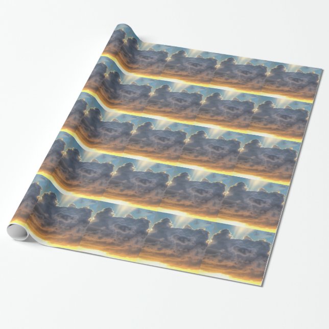 Papier Cadeau Rayons de soleil à travers les nuages orageux (Déroulé)