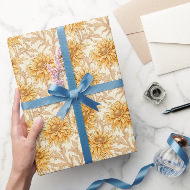 Papier Cadeau Rayons Solaires - Design Floral Jaune Lumineux (Cadeaux)