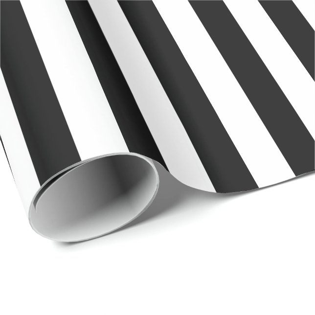 Papier Cadeau Rayure Blanche/Noire (Coin rond)