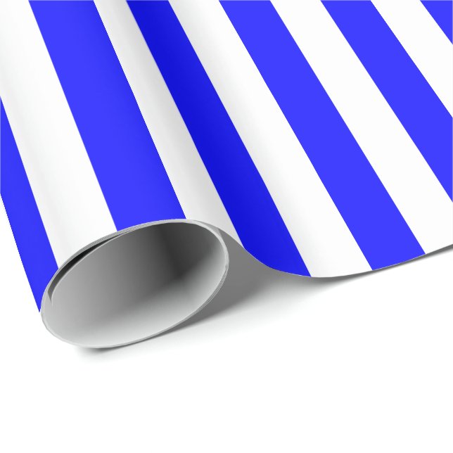 Papier Cadeau Rayure Bleu/Blanc (Coin rond)