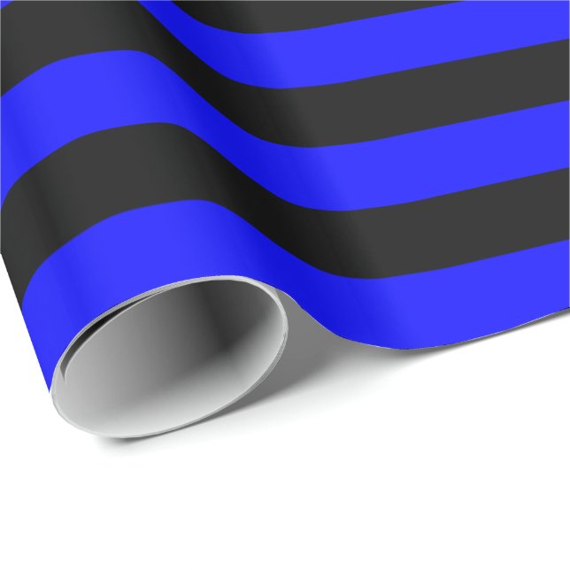 Papier Cadeau Rayure bleue et noire (Coin rond)
