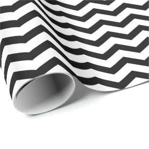 Papier Cadeau Rayure Chevron Noir et Blanc