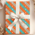 Papier Cadeau Rayure Confettis Géométrique<br><div class="desc">Ajoutez une touche de plaisir géométrique à vos cadeaux avec ce papier d'emballage vibrant. Des rayures orange et bleues audacieuses dansent aux côtés de points de confettis ludiques dans des nuances de gris, créant une atmosphère festive. Parfait pour les anniversaires, les remises de diplômes ou toute occasion valant la peine...</div>