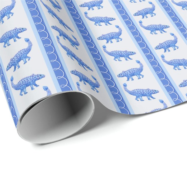 Papier Cadeau Rayure d'Ankylosaurus  (Coin rond)