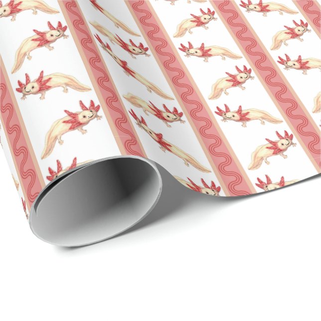 Papier Cadeau Rayure d'Axotl  (Coin rond)