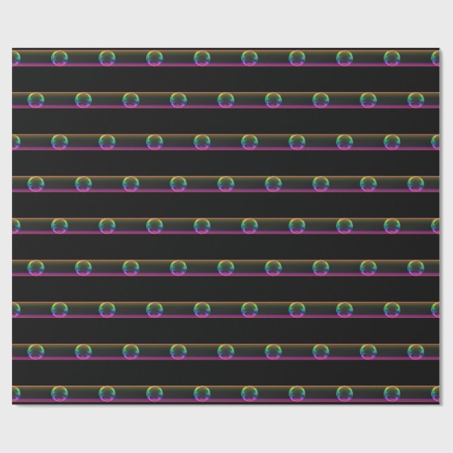 Papier Cadeau Rayure de bulle iridescente moderne | Verre brilla (Plat)