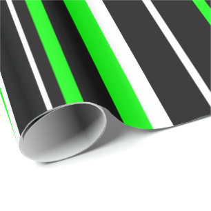 Papier Cadeau Rayure de code-barres noir, vert citron et blanc