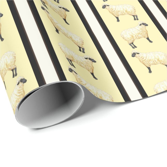 Papier Cadeau Rayure de mouton  (Coin rond)
