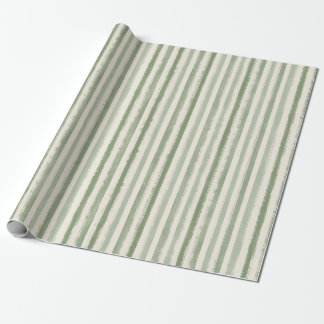 Papier Cadeau Rayure de Noël Evergreen Vert Sauge