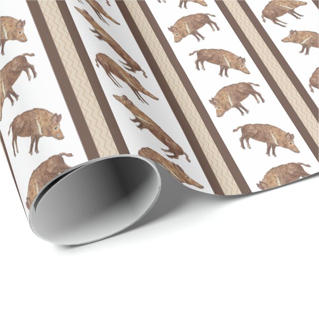 Papier Cadeau Rayure de sanglier  (Coin rond)