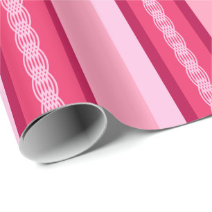 Papier Cadeau Rayure de tente de la moitié du siècle - rose et