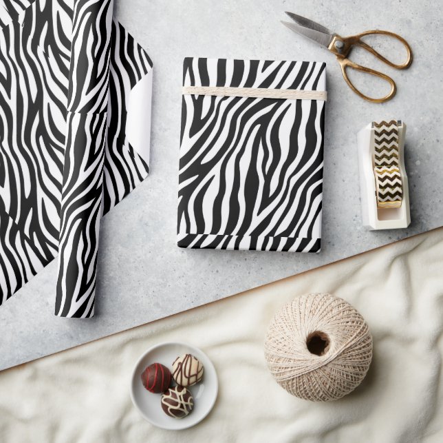 Papier Cadeau Rayure de zèbre monochrome tendance (Artisanat)