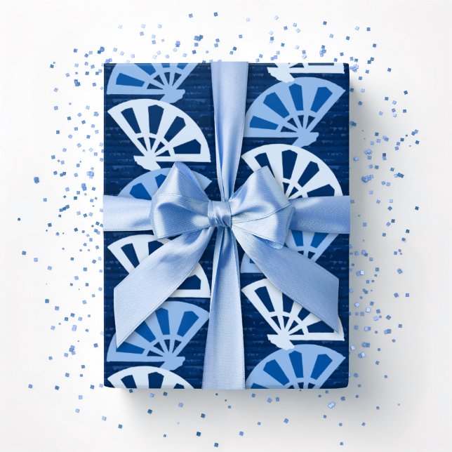 Papier Cadeau Rayure Fanfare en bleu indigo (Créateur téléchargé)