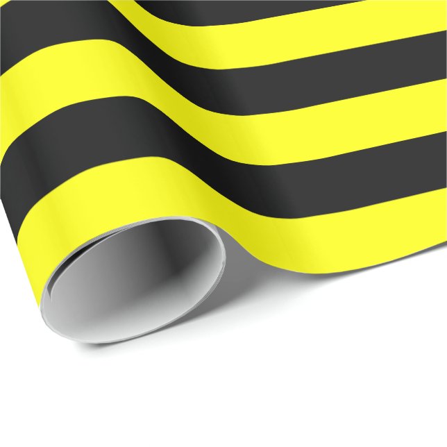 Papier Cadeau Rayure jaune et noire (Coin rond)