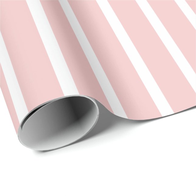 Papier Cadeau Rayure rose et blanc (Coin rond)