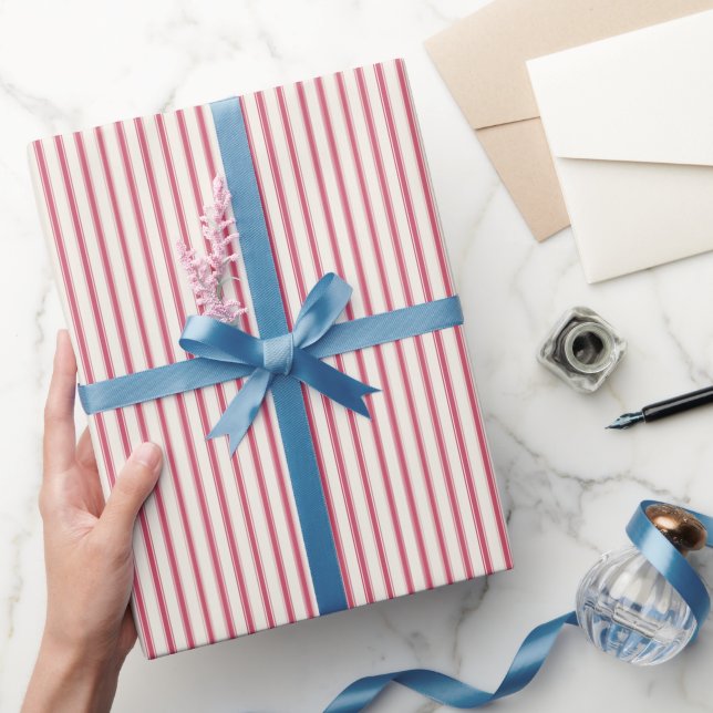 Papier Cadeau Rayure ruban cramoisi (Cadeaux)