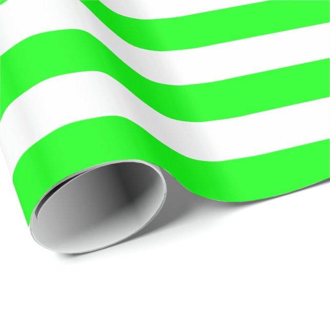 Papier Cadeau Rayure vert citron et blanc (Coin rond)