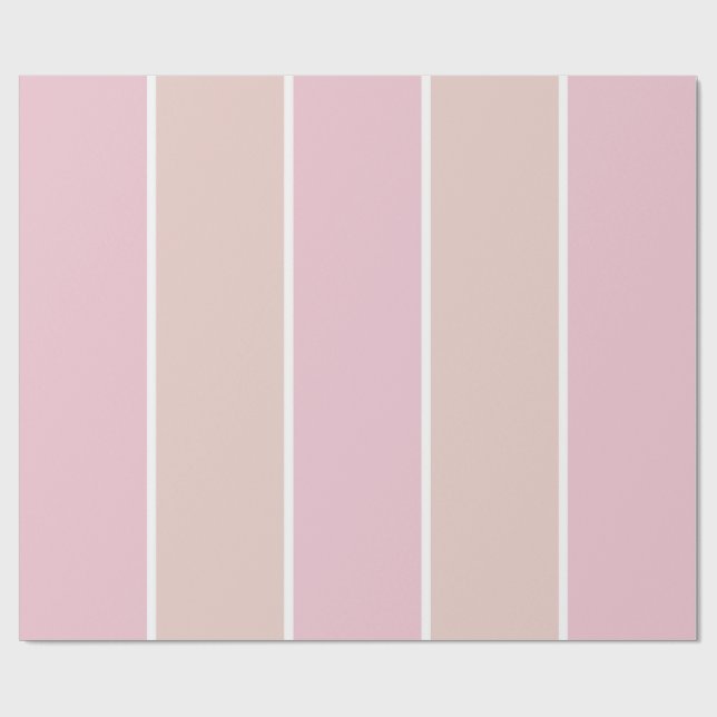 Papier Cadeau Rayure verticale rose pâle et beige (Plat)