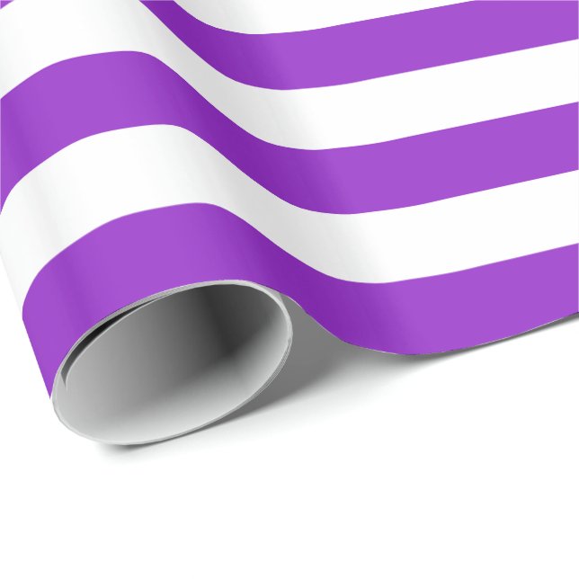 Papier Cadeau Rayure violette et blanche (Coin rond)