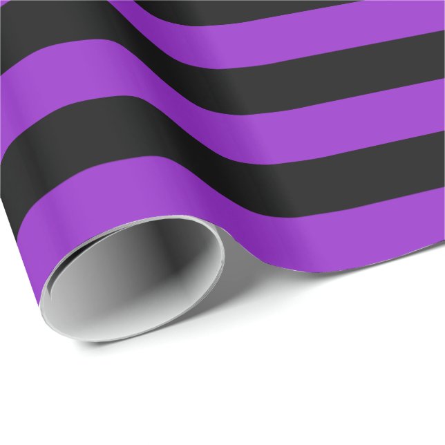Papier Cadeau Rayure violette et noire (Coin rond)
