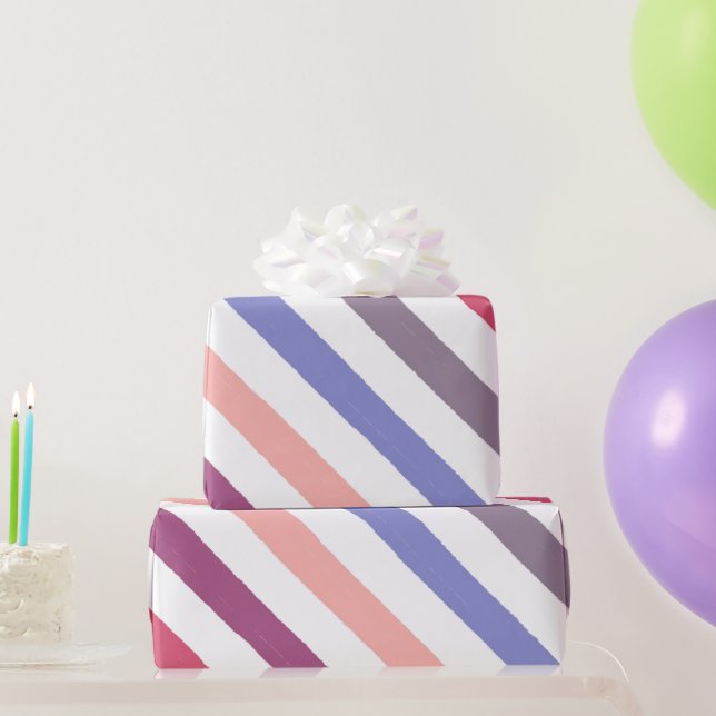 Papier Cadeau Rayures aquarelles inclinées (Cadeaux de fête)