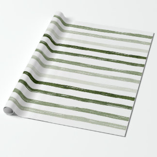Papier Cadeau Rayures aquarelles vert sauge peintes à la main