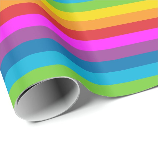 Papier Cadeau Rayures arc-en-ciel (Coin rond)