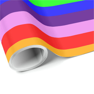 Papier Cadeau Rayures arc-en-ciel classiques brillantes et audac