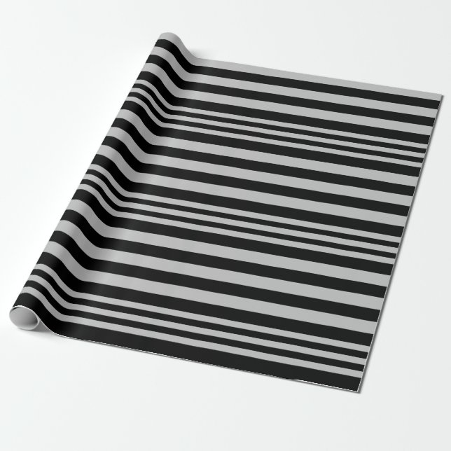 Papier Cadeau Rayures argentées et noires X 3 (Déroulé)