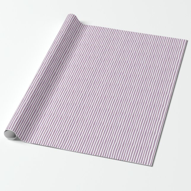 Papier Cadeau Rayures bancales violet clair et blanc (Déroulé)