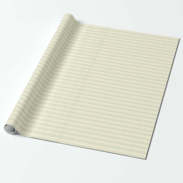 Papier Cadeau Rayures beige et vert gris clair (Déroulé)