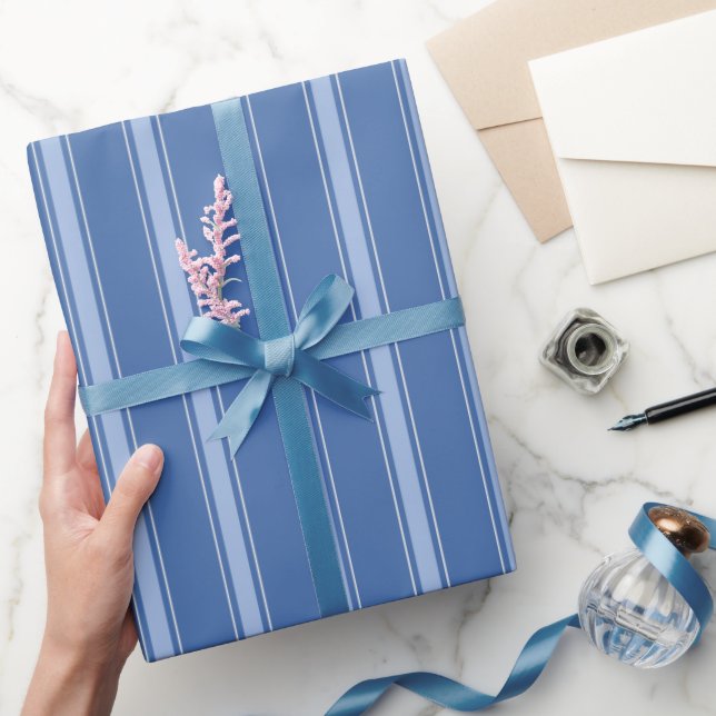 Papier Cadeau Rayures bleues et bleu clair (Cadeaux)