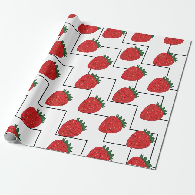 Papier Cadeau Rayures Chevron Fraise (Déroulé)