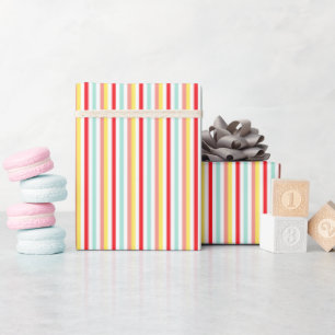 Papier Cadeau Rayures colorées Moderne Élégant & Fille Anniversa