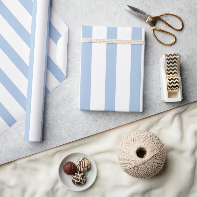 Papier Cadeau Rayures Côtières Prépa Bleu & Blanc (Artisanat)