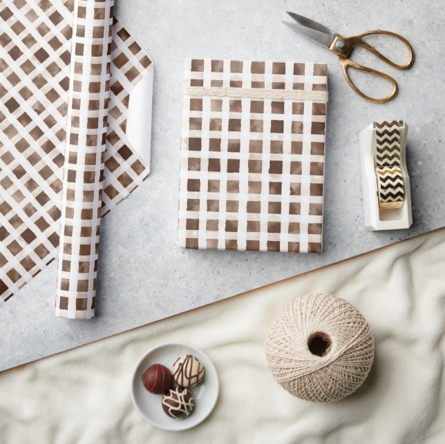 Papier Cadeau Rayures Crème Marron (Artisanat)
