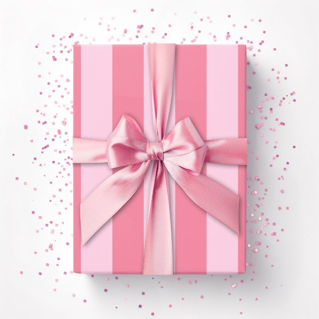 Papier Cadeau Rayures de cabane en rose (Créateur téléchargé)