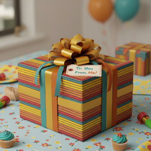 Papier Cadeau Rayures de coucher de soleil arc-en-ciel rétro vin