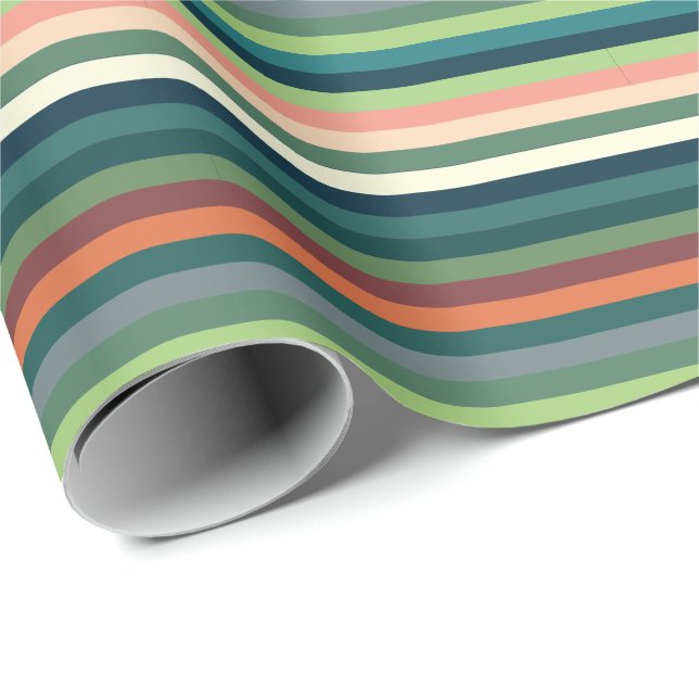 Papier Cadeau Rayures de couleur (Coin rond)