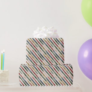Papier Cadeau Rayures de crème vertes rouges Anniversaire