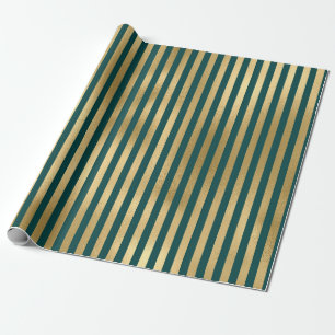 Papier Cadeau Rayures de feuille d'or et de turquoise