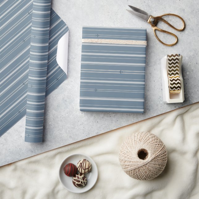 Papier Cadeau Rayures de flux Jet Colonial Bleu (Artisanat)
