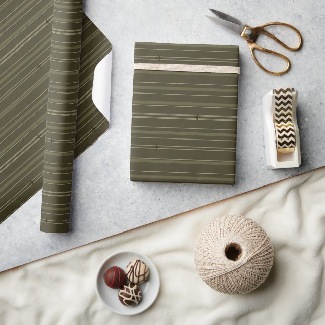 Papier Cadeau Rayures de flux Jet Olive Vert (Artisanat)