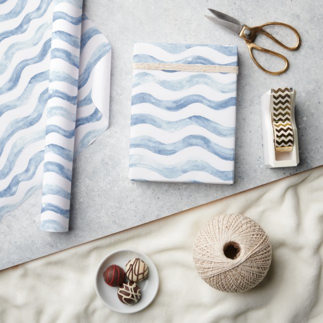 Papier Cadeau Rayures de la Rivière Bleue Anniversaire (Artisanat)