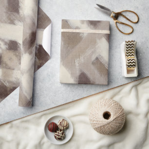Papier Cadeau Rayures de ligne marron crème 
