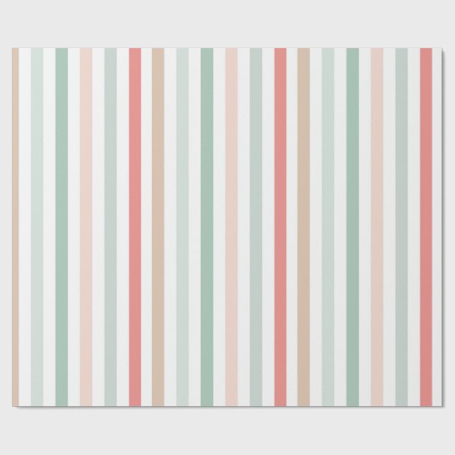 Papier Cadeau rayures de Noël (Plat)